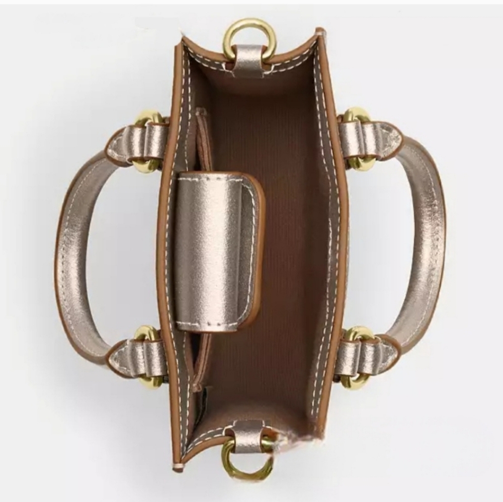 Coach Mini Tote Bag with Heart Shaped Mirror Bag Charms Crossbody in Gift Box - Picture 8 of 16